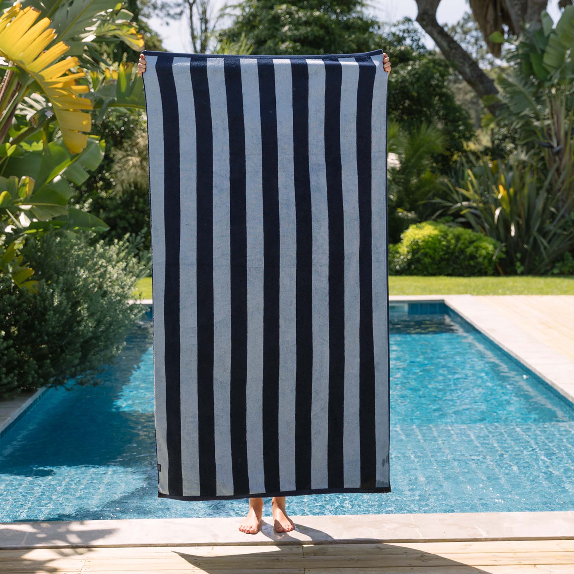 Torres Novas Pena Strandtuch 100x180cm marin, hellblau, weiss