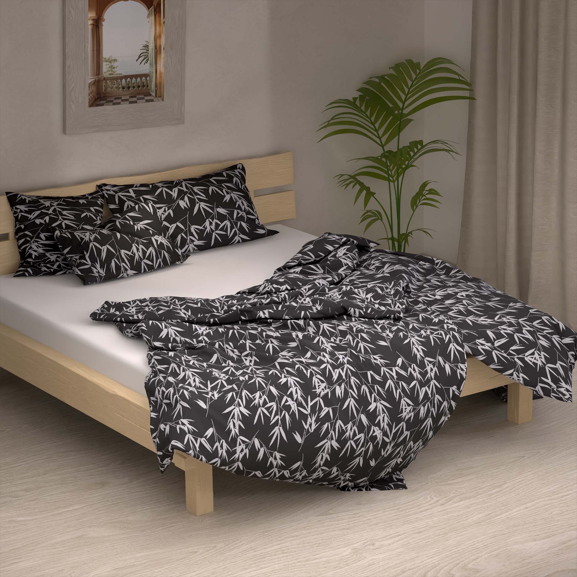 Lotus Bettwäsche Satin Bamboo schwarz